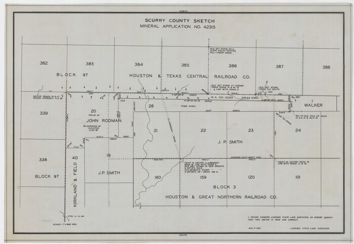 92965, Scurry County Sketch Mineral Application No. 42315, Twichell Survey Records