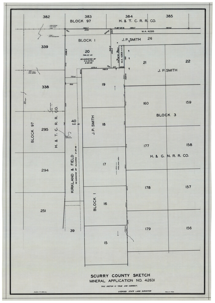 92966, Scurry County Sketch Mineral Application No. 42631, Twichell Survey Records