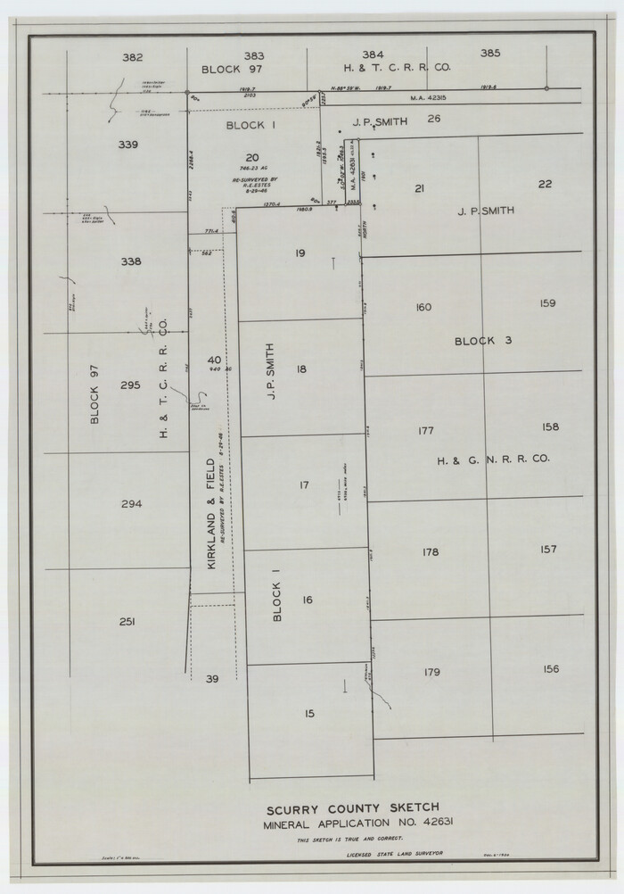 92966, Scurry County Sketch Mineral Application No. 42631, Twichell Survey Records