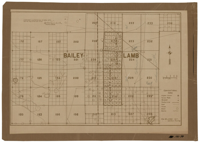 92983, [Crockett County School Land and Adjacent Leagues in Bailey and Lamb Counties], Twichell Survey Records