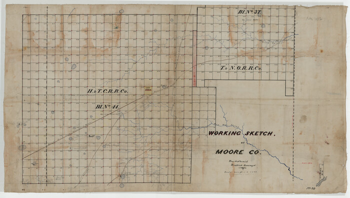 93002, Working Sketch of Moore County, Twichell Survey Records