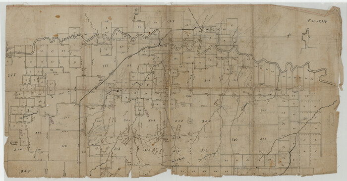 93013, [Sketch showing the south half of the northeast quarter of the county showing surveys south of the Canadian River], Twichell Survey Records