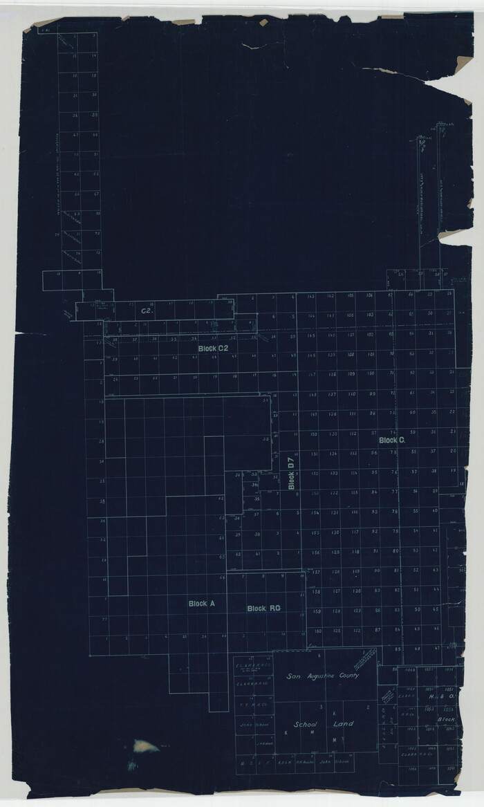 93021, [Sketch of Blocks C2, C, D7, A, RG and San Augustine County School Land], Twichell Survey Records