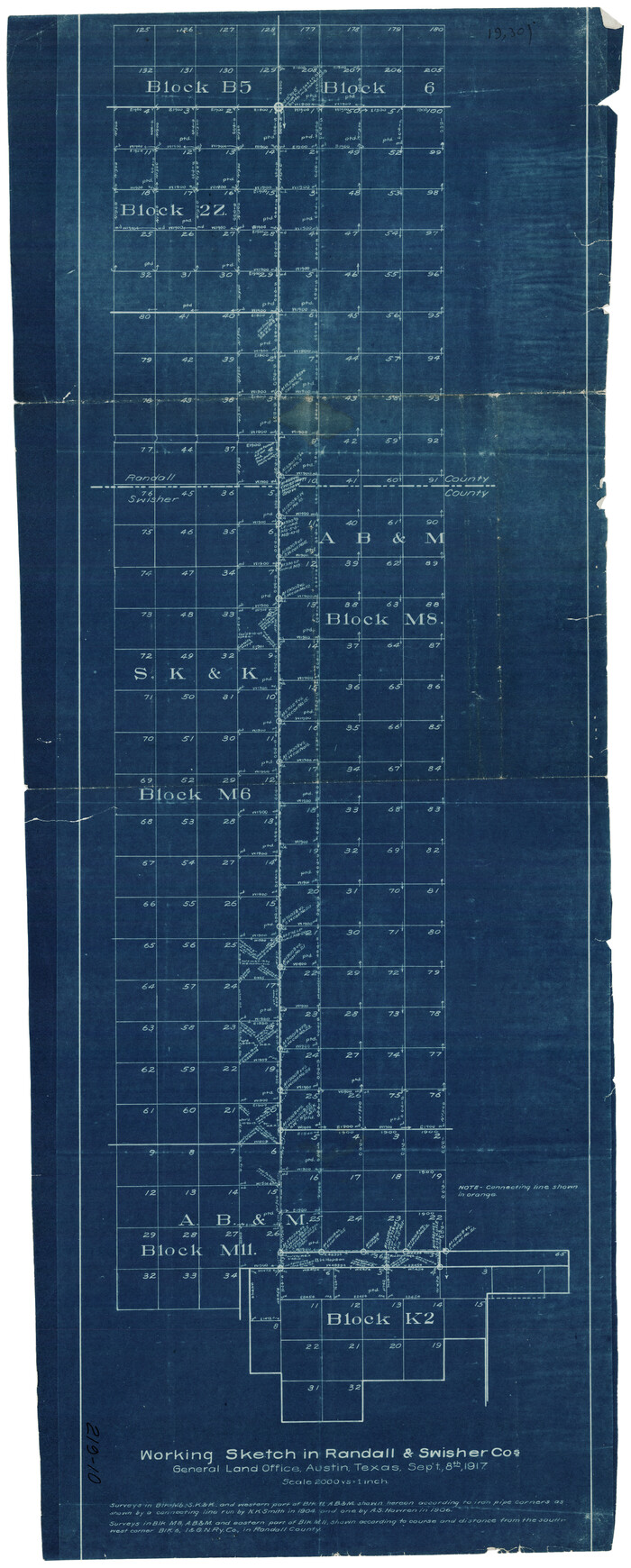 93048, Working Sketch in Randall and Swisher Cos., Twichell Survey Records