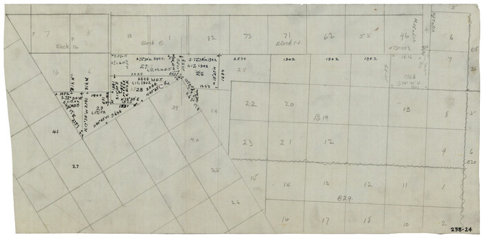 93053, [Notes and rough sketch of survey 6, Block 16 and survey 19 1/2, Block 19], Twichell Survey Records