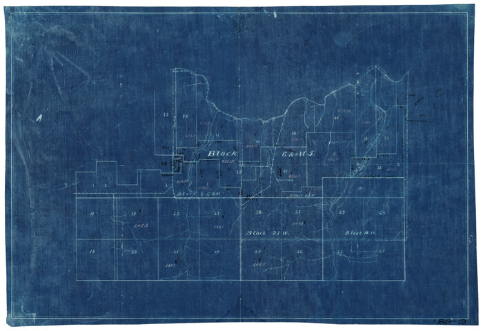 93079, [Sketch of part of G. & M. Block 5, G. & M. Block 4, Block M19 and Block 21W], Twichell Survey Records