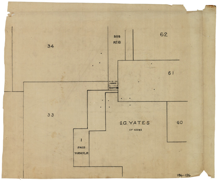 93106, [Sketch showing I. G. Yates SF 12341 and surrounding surveys], Twichell Survey Records