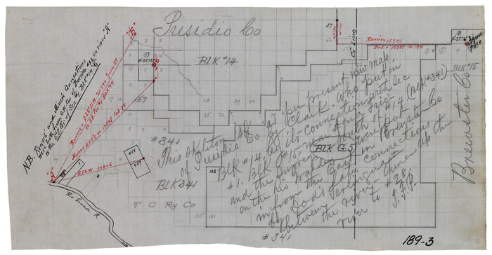 93111, [Letter from T. F. Pinckney to W. D. Twichell accompanying sketch showing Blocks 14, 341, and G5], Twichell Survey Records