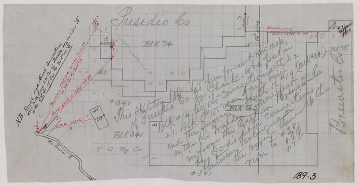 93111, [Letter from T. F. Pinckney to W. D. Twichell accompanying sketch showing Blocks 14, 341, and G5], Twichell Survey Records