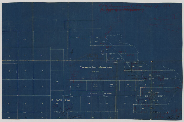 93112, [Sketch showing Runnels County School Land survey and surrounding surveys], Twichell Survey Records