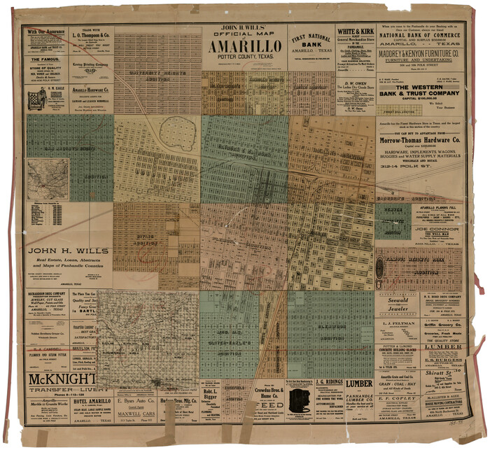 93118, John H. Wills' Official Map of Amarillo, Potter Counter, Texas, Twichell Survey Records