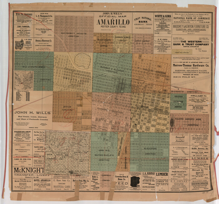 93118, John H. Wills' Official Map of Amarillo, Potter Counter, Texas, Twichell Survey Records