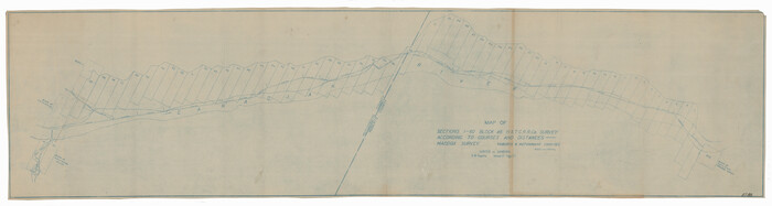 93129, Map of Sections 1-60 Block 46, H. & T. C. RR. Co. Survey according to courses and distances - Maddox survey, Twichell Survey Records
