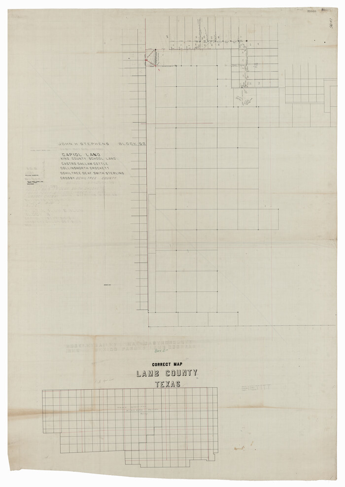 93139, Correct Map Lamb County (skeleton sketch), Twichell Survey Records