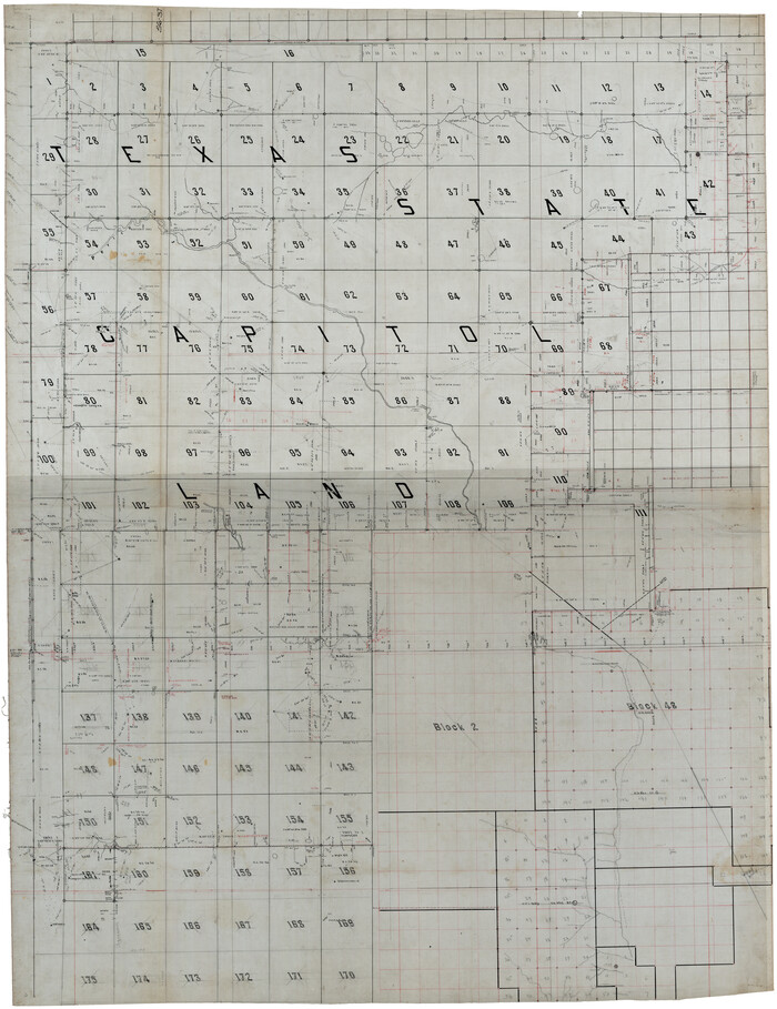 93141, [County map showing Texas State Capitol Land and surrounding areas], Twichell Survey Records