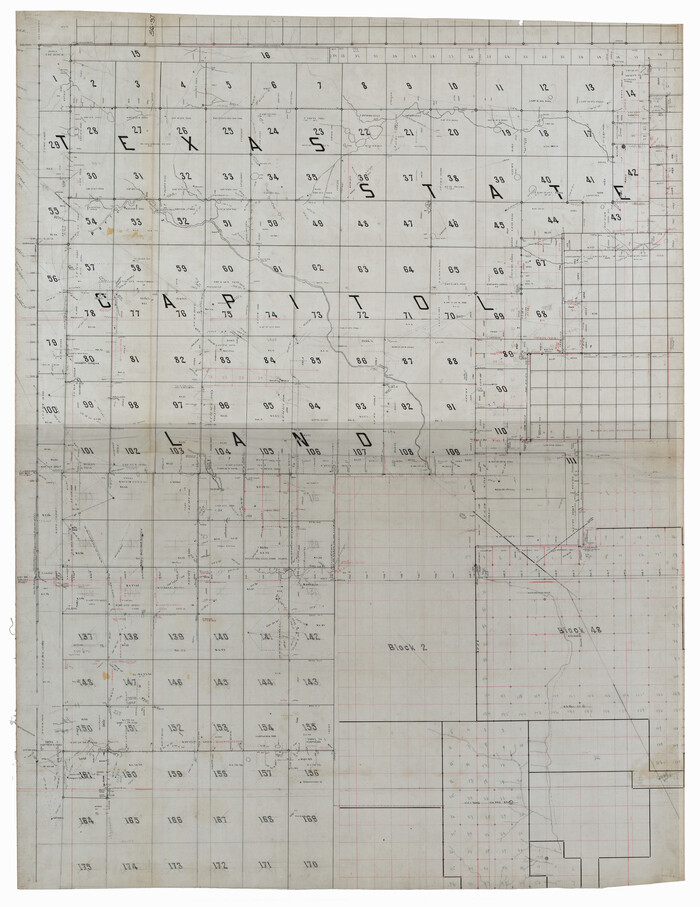 93141, [County map showing Texas State Capitol Land and surrounding areas], Twichell Survey Records