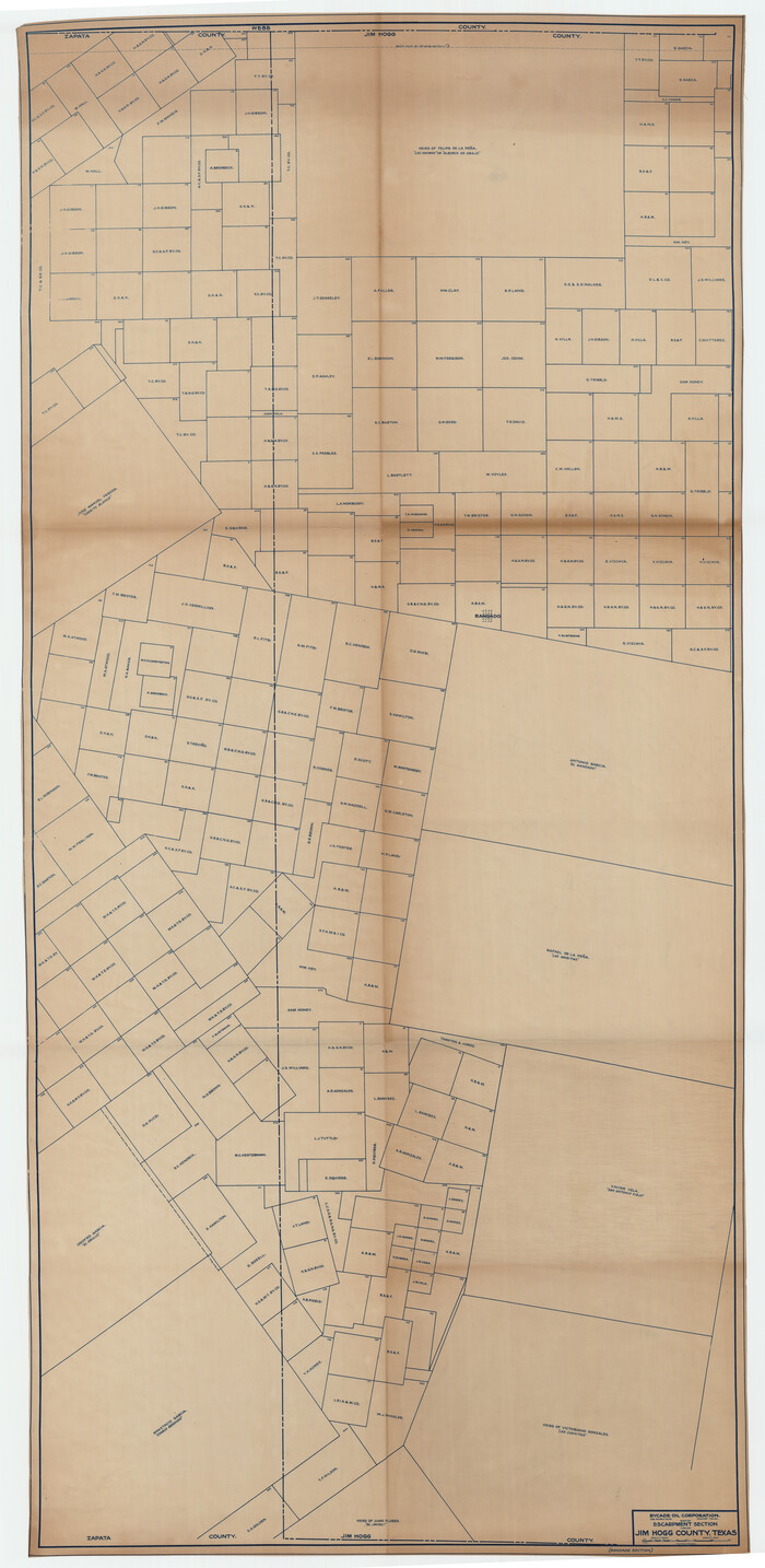 93158, Map of Escarpment Section through Jim Hogg County, Twichell Survey Records