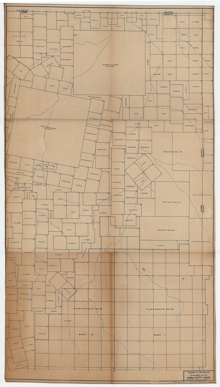 93162, Map of Escarpment Section through Webb County, Texas (North half of Webb County), Twichell Survey Records