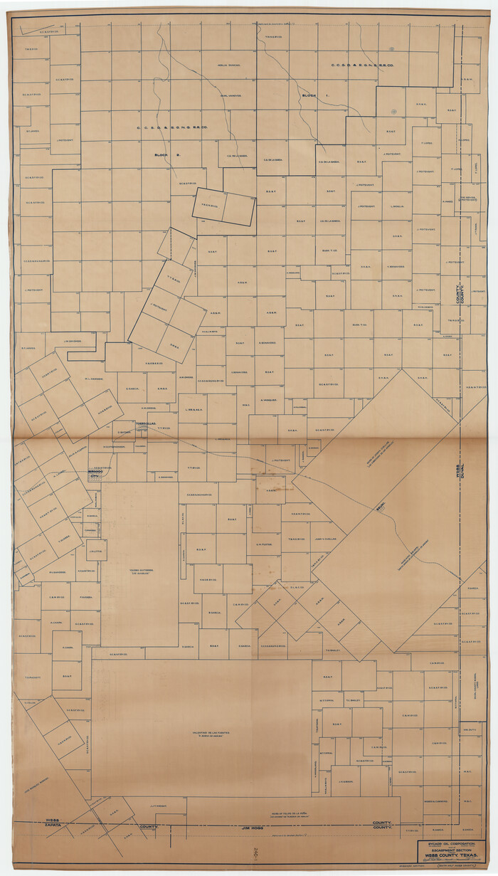 93163, Map of Escarpment Section through Webb County, Texas (South half of Webb County), Twichell Survey Records
