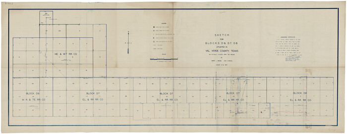 93166, Sketch for Blocks D6, D7, D8 situated in Val Verde County, Texas, Twichell Survey Records