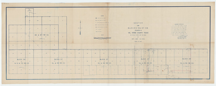 93166, Sketch for Blocks D6, D7, D8 situated in Val Verde County, Texas, Twichell Survey Records