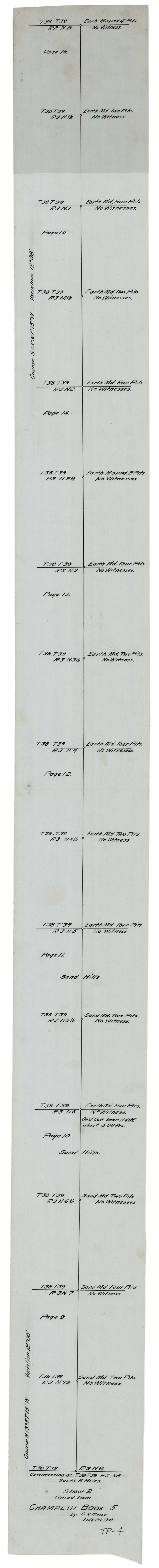 93178, Sheet 2 copied from Champlin Book 5 [Strip Map showing T. & P. connecting lines], Twichell Survey Records