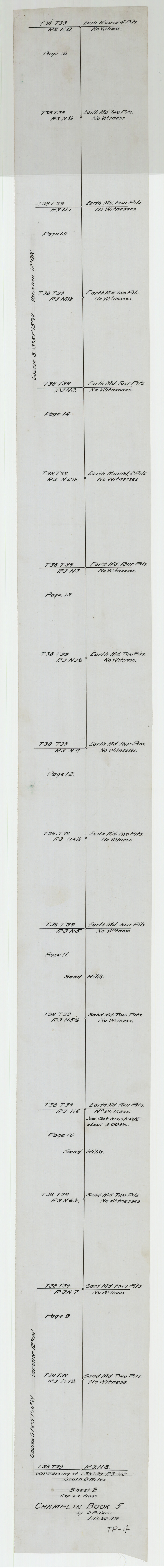 93178, Sheet 2 copied from Champlin Book 5 [Strip Map showing T. & P. connecting lines], Twichell Survey Records