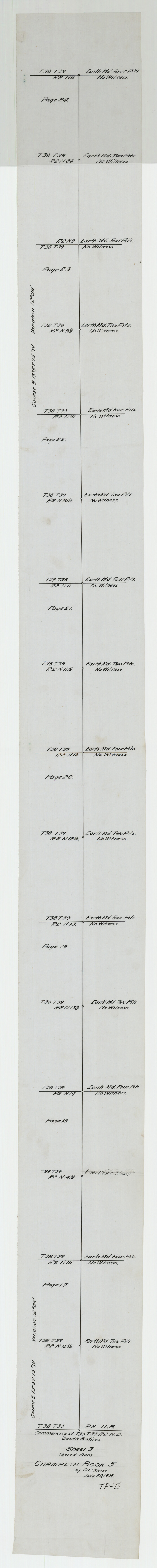 93179, Sheet 3 copied from Champlin Book 5 [Strip Map showing T. & P. connecting lines], Twichell Survey Records