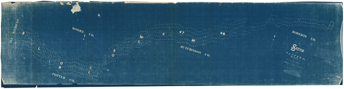 93193, Sketch of H. & T. C. RR. Co. Lands on the Canadian River in Oldham and Wheeler Districts, Twichell Survey Records