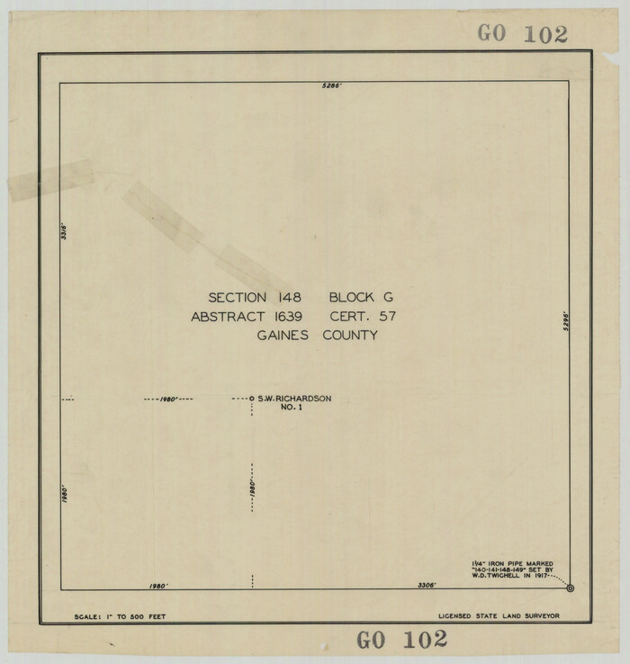 93228, Section 148 Block G Abstract 1639 Cert. 57 Gaines County, Twichell Survey Records