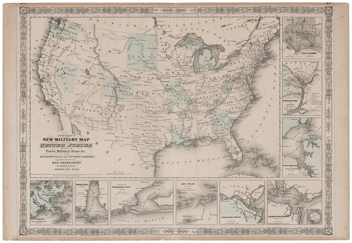 93289, Johnson's New Military Map of the United States Showing the Forts, Military Posts & c. with Enlarged Plans of Southern Harbors, General Map Collection