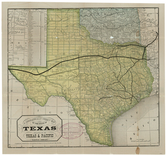 93397, A Geographically Correct Map of the State of Texas, General Map Collection - 1