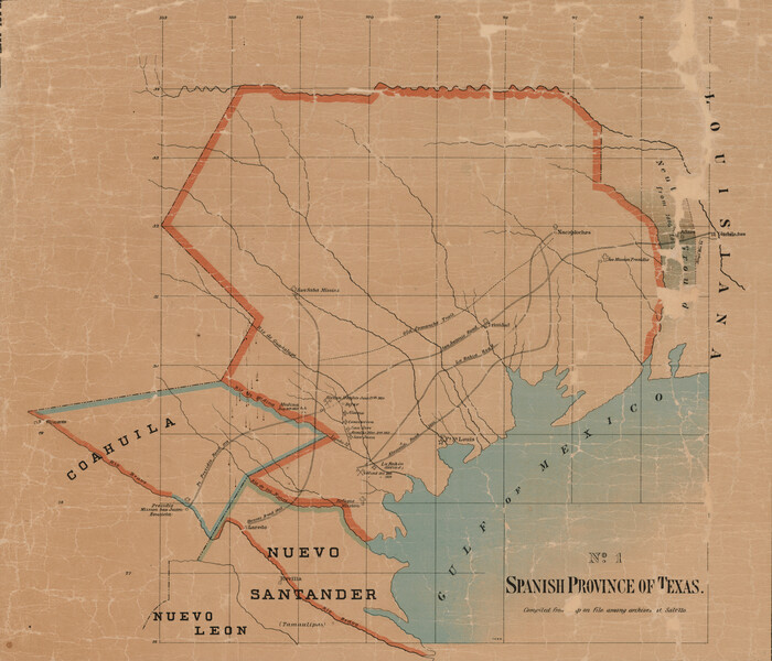 93412, Spanish Province of Texas compiled from map on file among archives at Saltillo, General Map Collection