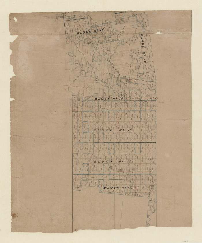 93456, [Map of Texas and Pacific Blocks from Brazos River westward through Palo Pinto, Stephens, Shackelford, Jones, Callahan, Taylor, Fisher, Nolan and Mitchell Counties], General Map Collection