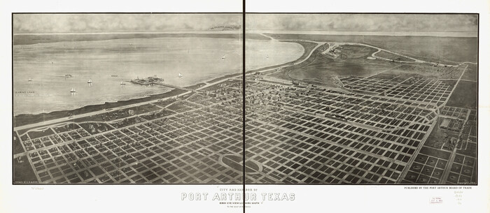 93483, City and Harbor of Port Arthur Texas, Bird's Eye View Looking South to the Gulf of Mexico, Library of Congress
