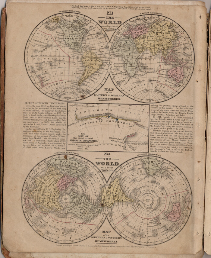 93492, The World on an Equatorial Projection, Map of the Eastern and Western Hemispheres / The World on a Polar Projection, Map of the Northern and Southern Hemispheres / Inset: Map of the most recent Antarctic Discoveries, General Map Collection