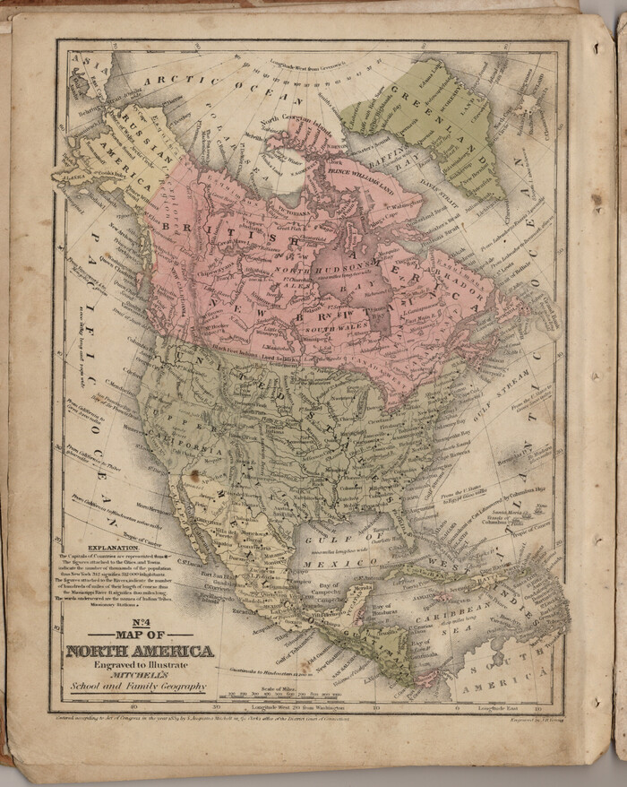 93493, Map of North America engraved to illustrate Mitchell's school and family geography, General Map Collection
