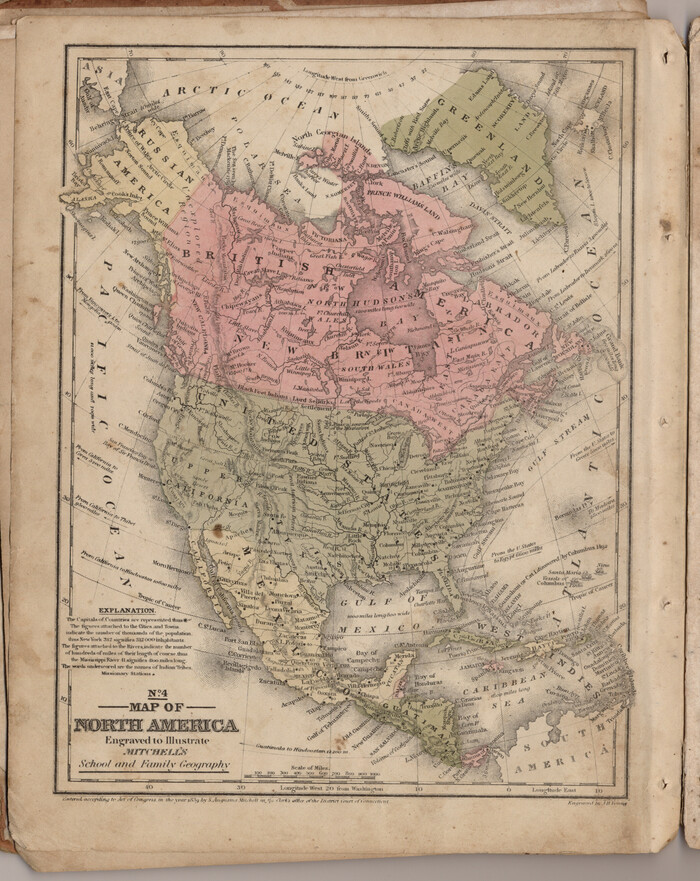 93493, Map of North America engraved to illustrate Mitchell's school and family geography, General Map Collection