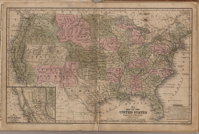 93494, Map of the United States engraved to illustrate Mitchell's school and family geography (Inset: Map of the Gold Region of California), General Map Collection