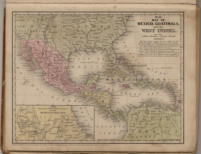 93500, Map of Mexico, Guatimala and the West Indies (Inset: Map of the Country between the cities of Mexico and Vera Cruz), General Map Collection
