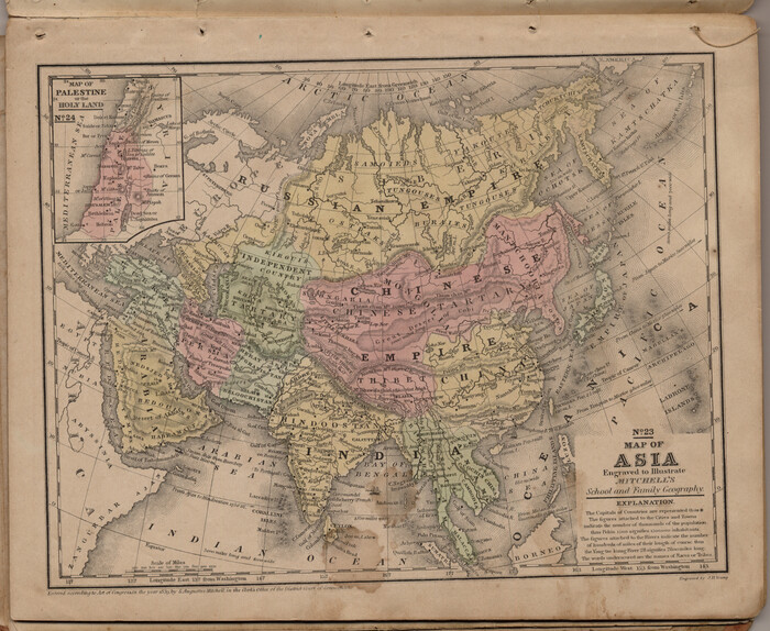 93506, Map of Asia engraved to illustrate Mitchell's school and family geography (Inset: Map of Palestine or the Holy Land), General Map Collection