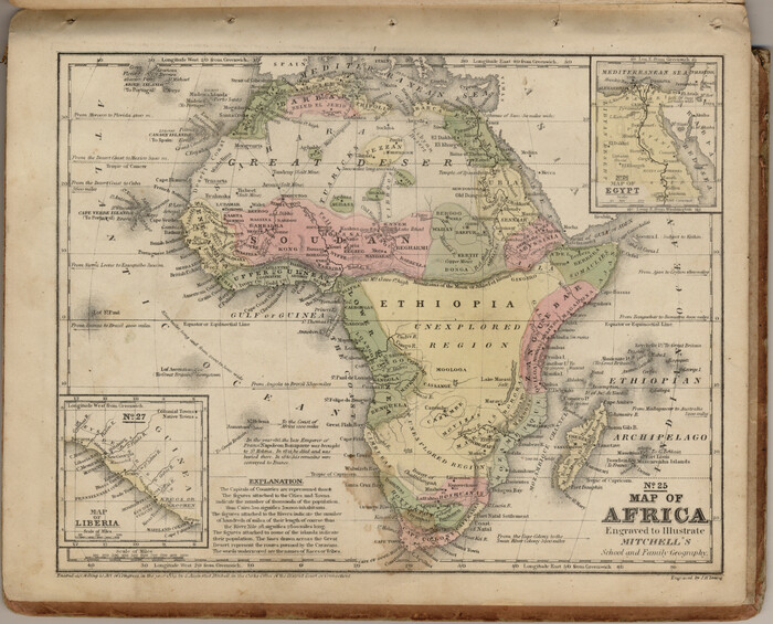 93507, Map of Africa engraved to illustrate Mitchell's school and family geography (Inset 1: Map of Egypt / Inset 2: Map of Liberia), General Map Collection
