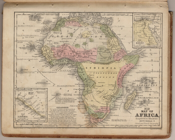 93507, Map of Africa engraved to illustrate Mitchell's school and family geography (Inset 1: Map of Egypt / Inset 2: Map of Liberia), General Map Collection