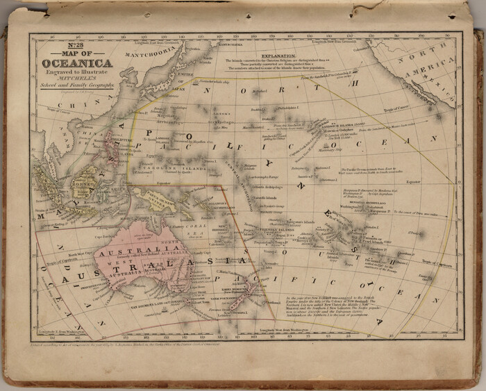 93508, Map of Oceania engraved to illustrate Mitchell's school and family geography, General Map Collection
