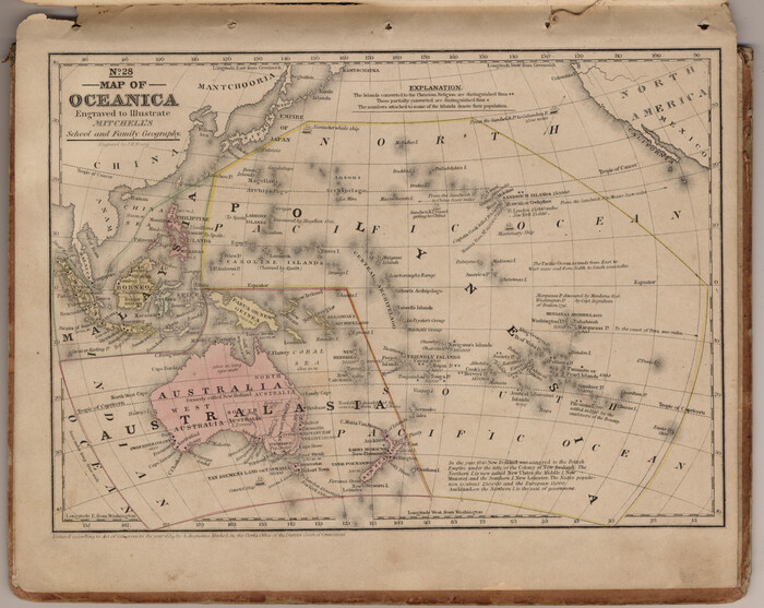 93508, Map of Oceania engraved to illustrate Mitchell's school and family geography, General Map Collection