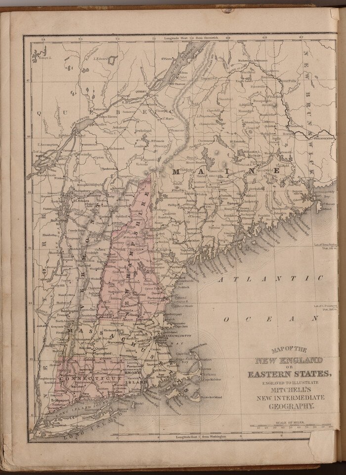93515, Map of the New England or Eastern States engraved to illustrate Mitchell's new intermediate geography, General Map Collection