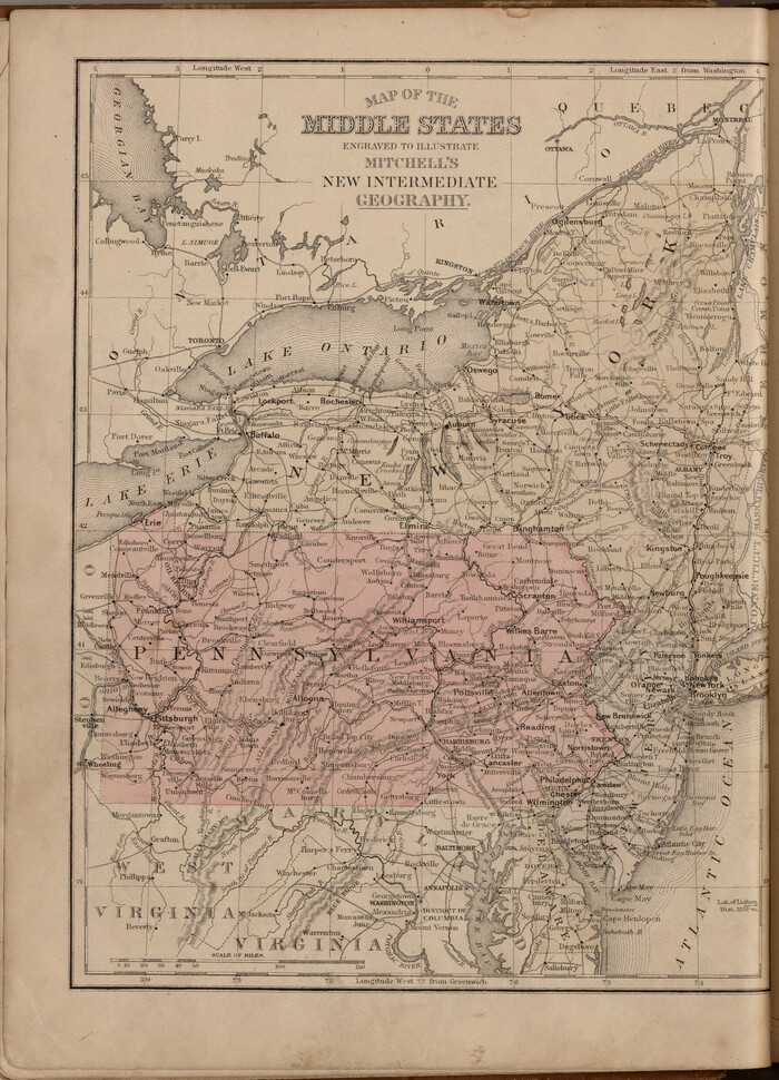 93516, Map of the Middle States engraved to illustrate Mitchell's new intermediate geography, General Map Collection
