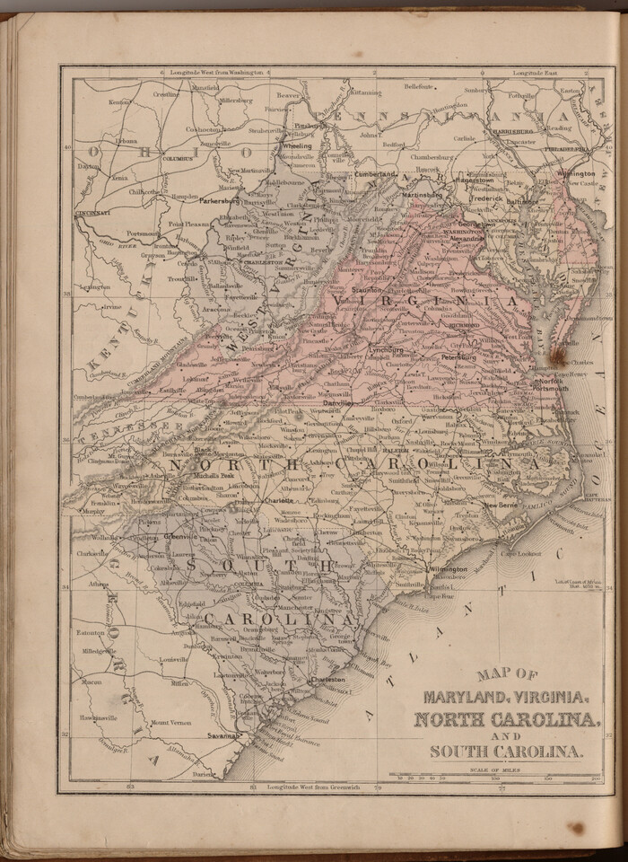 93517, Map of Maryland, Virginia, North Carolina and South Carolina, General Map Collection