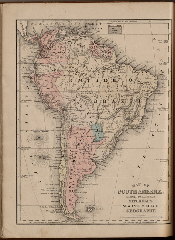 93525, Map of South America engraved to illustrate Mitchell's new intermediate geography, General Map Collection
