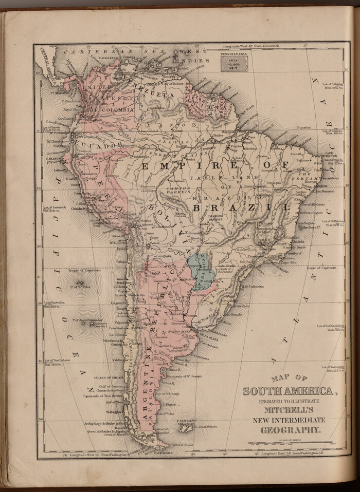 93525, Map of South America engraved to illustrate Mitchell's new intermediate geography, General Map Collection